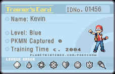 Kevin Pokemon Trainer Card