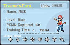 Nick Pokemon Trainer Card